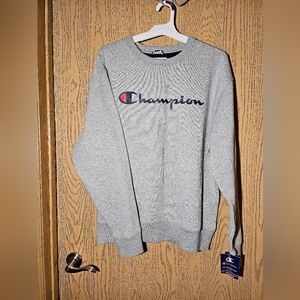 NWT MEN'S CHAMPION HEATHERED GREY  POWERBLEND FLEECE CREW SWEATSHIRT MEDIUM M